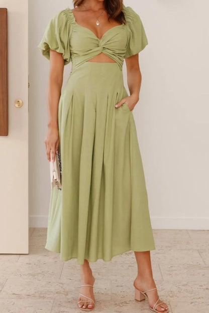 Hazel Blues® |  Sweetheart Neck Puff Sleeve Dress
