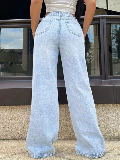 Hazel Blues® |  High-Waisted Wide Leg Jeans