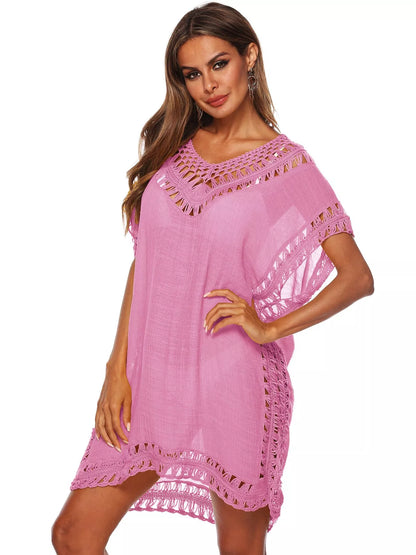 Hazel Blues® | Crochet Trim V-Neck Cover-Up Dress