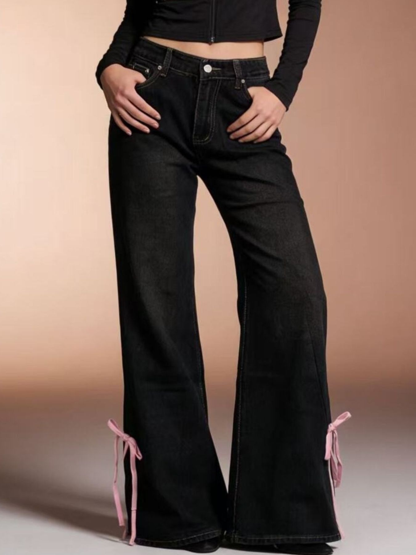 Hazel Blues® |  Ribbon Detail Flare Jeans