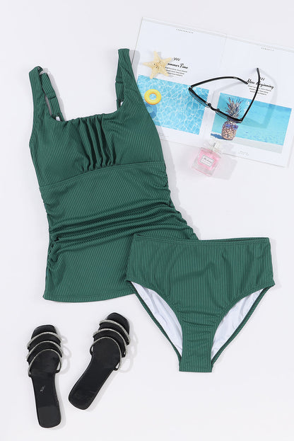 Hazel Blues® | Square Neck Wide Strap Tankini Set
