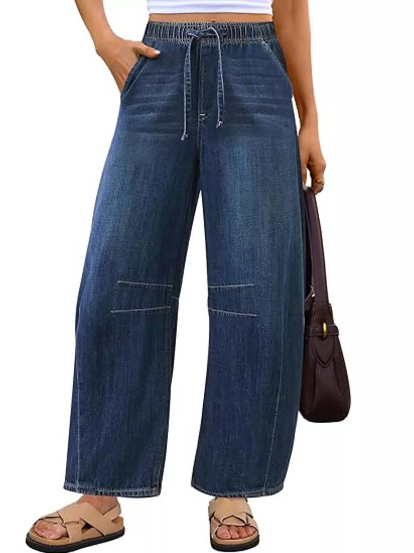 Hazel Blues® |  Elastic Waist Wide Leg Jeans