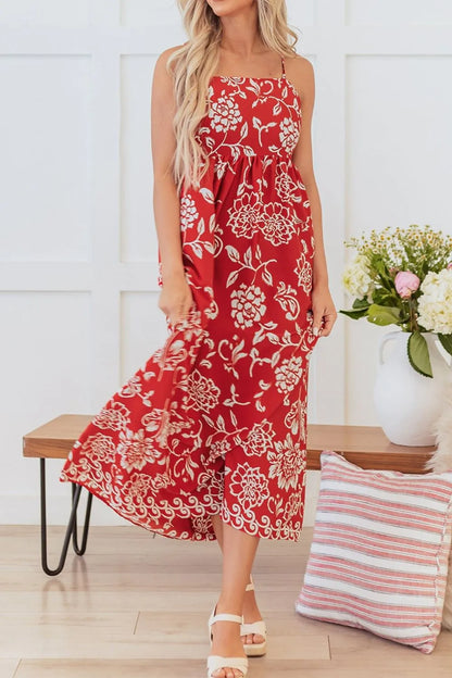 Hazel Blues® |  Floral Printed Spaghetti Strap Empire Waist Maxi Dress