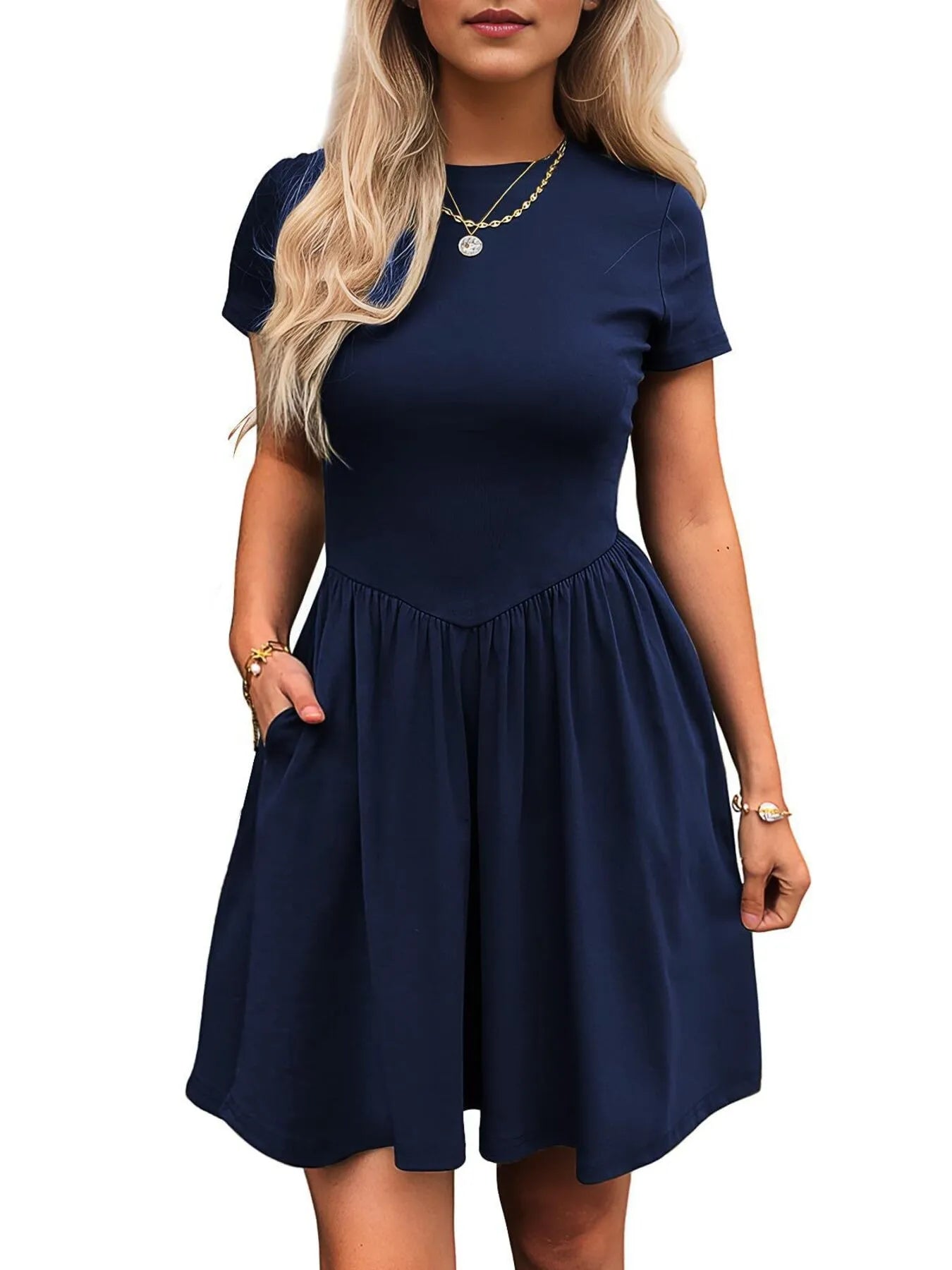 Hazel Blues® |  Short Sleeve Round Neck Mini Dress