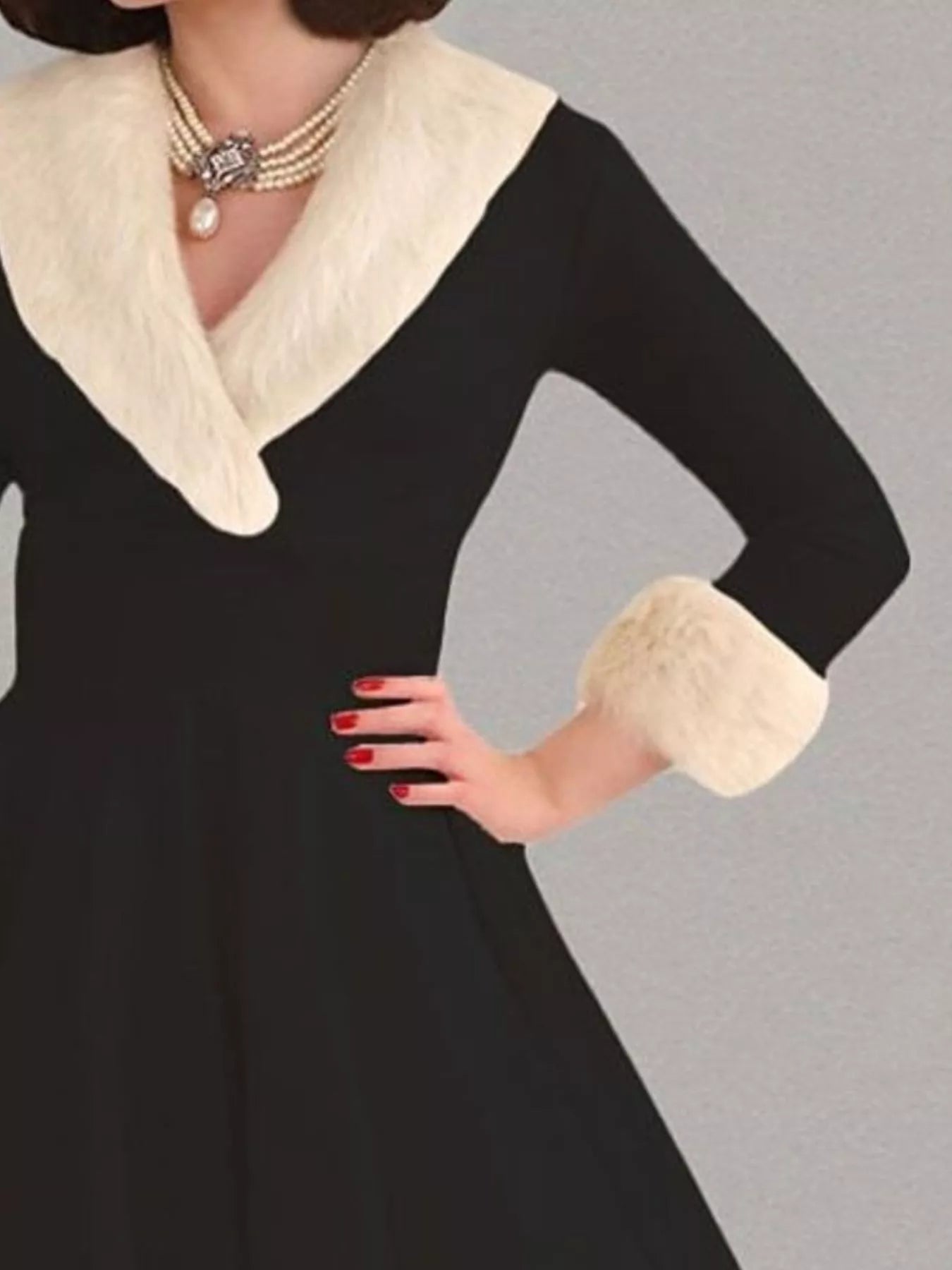 Hazel Blues® |  Faux Fur Trim Christmas Dress