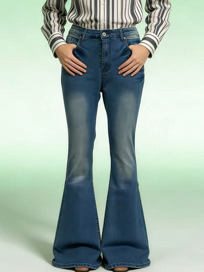 Hazel Blues® | Vintage Wash High-Waisted Flare Jeans