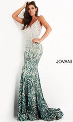 Sequin-Print Long Prom Dress: Jovani 06450