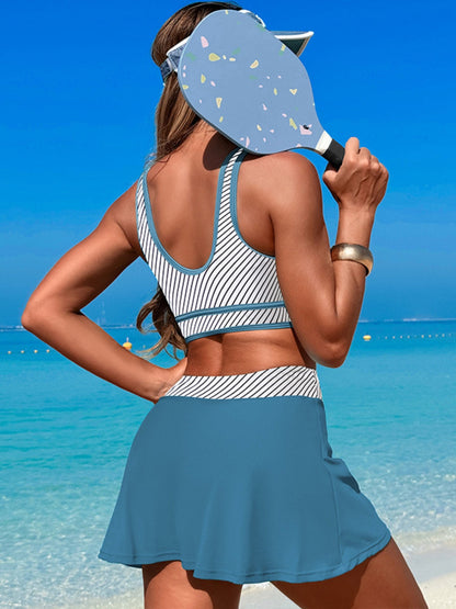 Hazel Blues® | Scoop Neck Top and Skort Swim Set