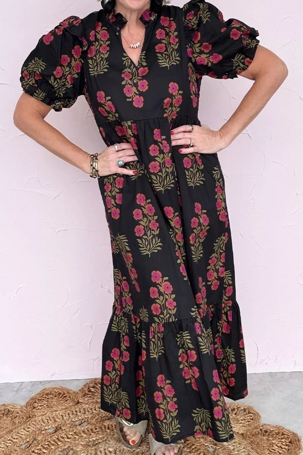 Hazel Blues® |  Floral Print Tiered Maxi Dress