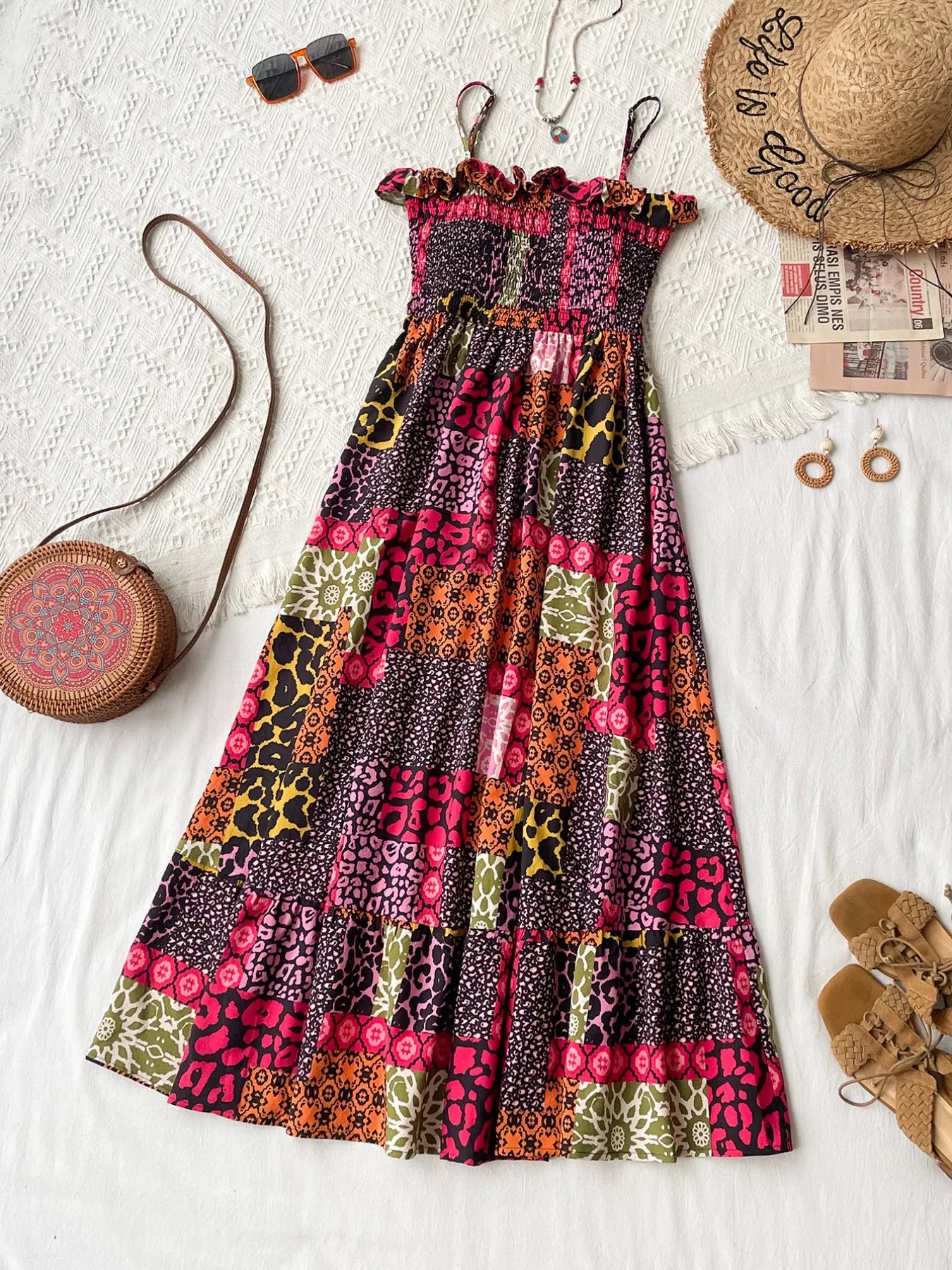 Hazel Blues® |  Smocked Leopard Cami Dress