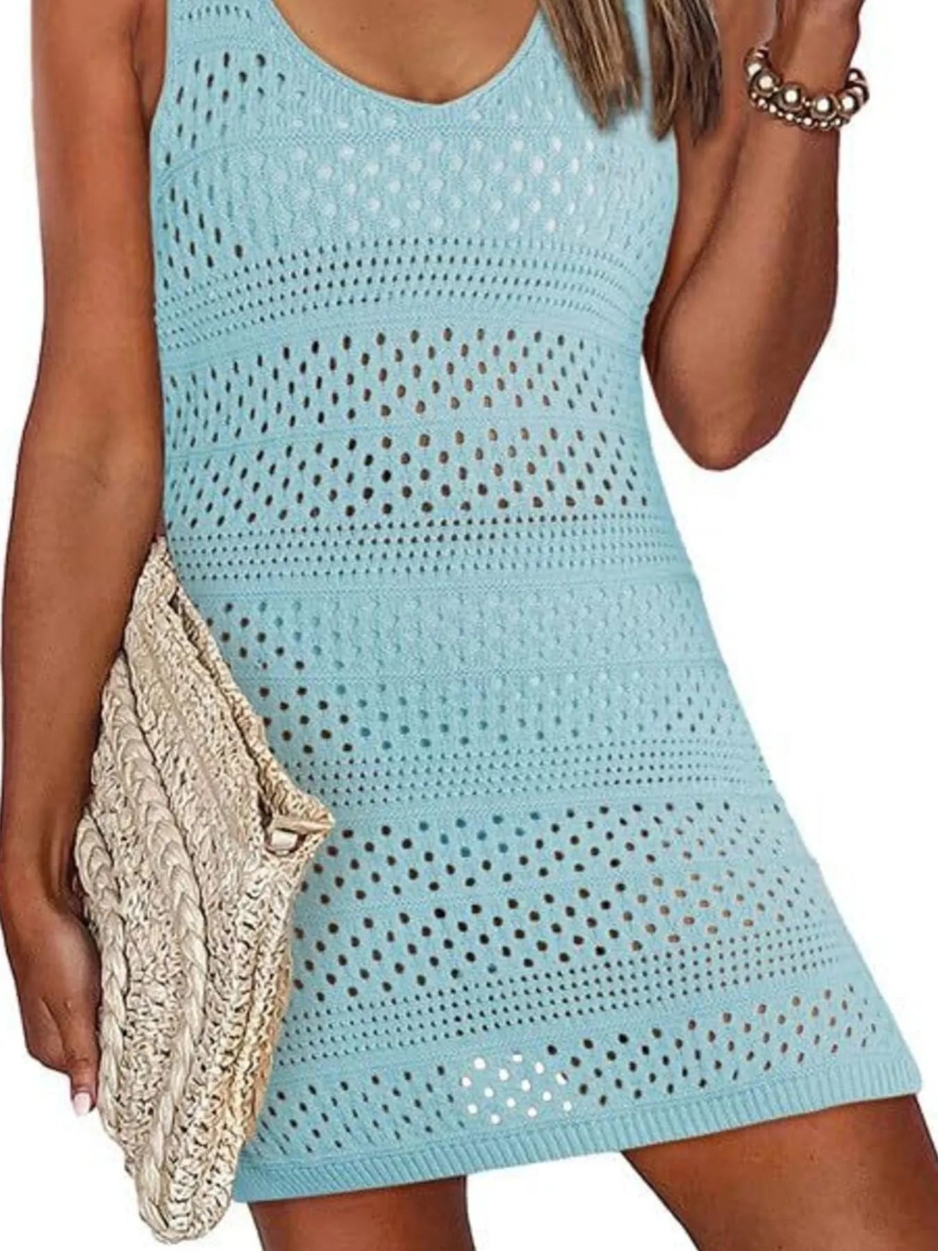 Hazel Blues® | Crochet Knit Cover-Up Dress with Side Slit