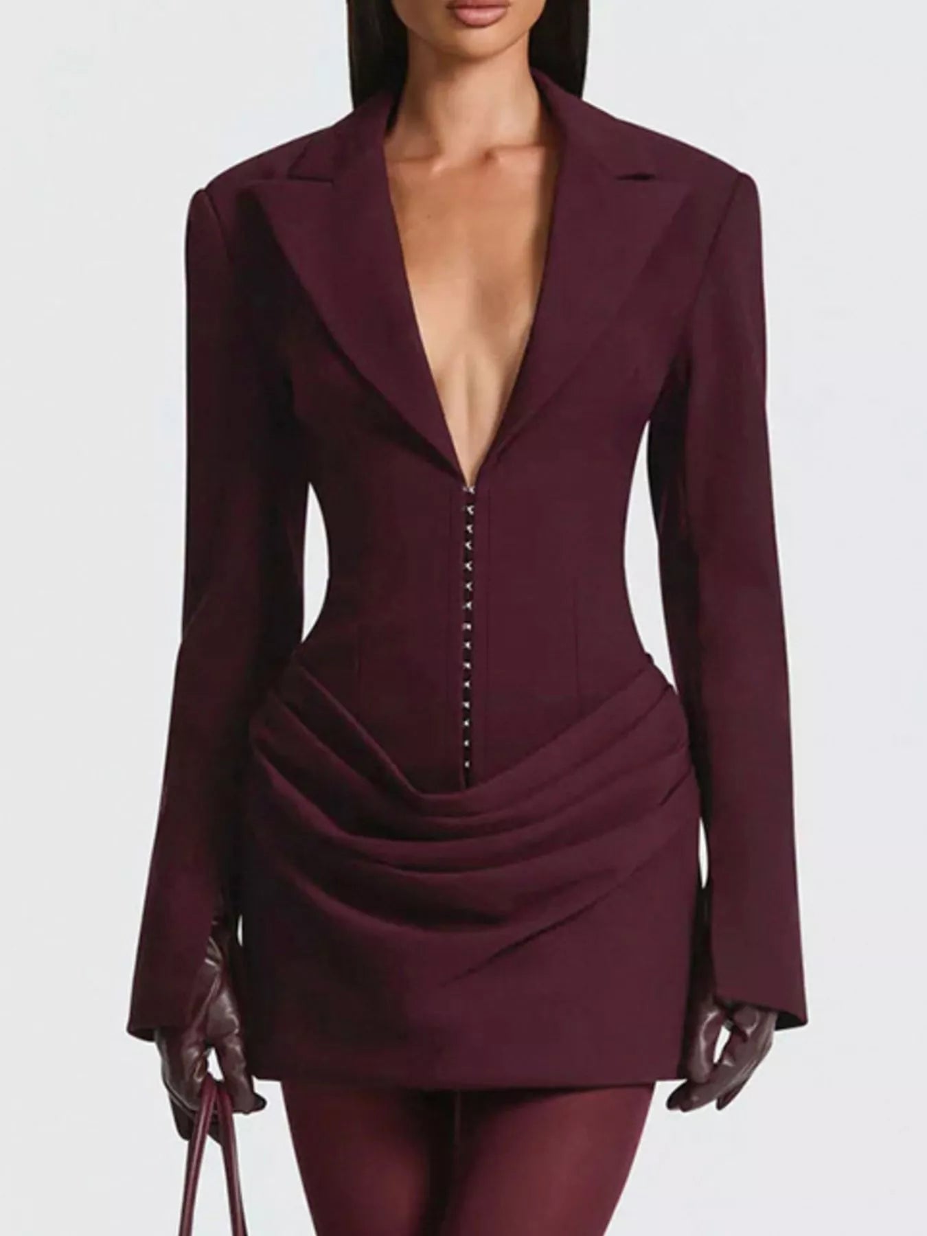 Hazel Blues® | Blazer-Style Long Sleeve Mini Dress