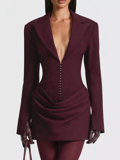 Hazel Blues® | Blazer-Style Long Sleeve Mini Dress