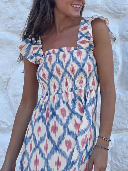 Hazel Blues® |  Smocked Ruffle Sleeve Maxi Dress
