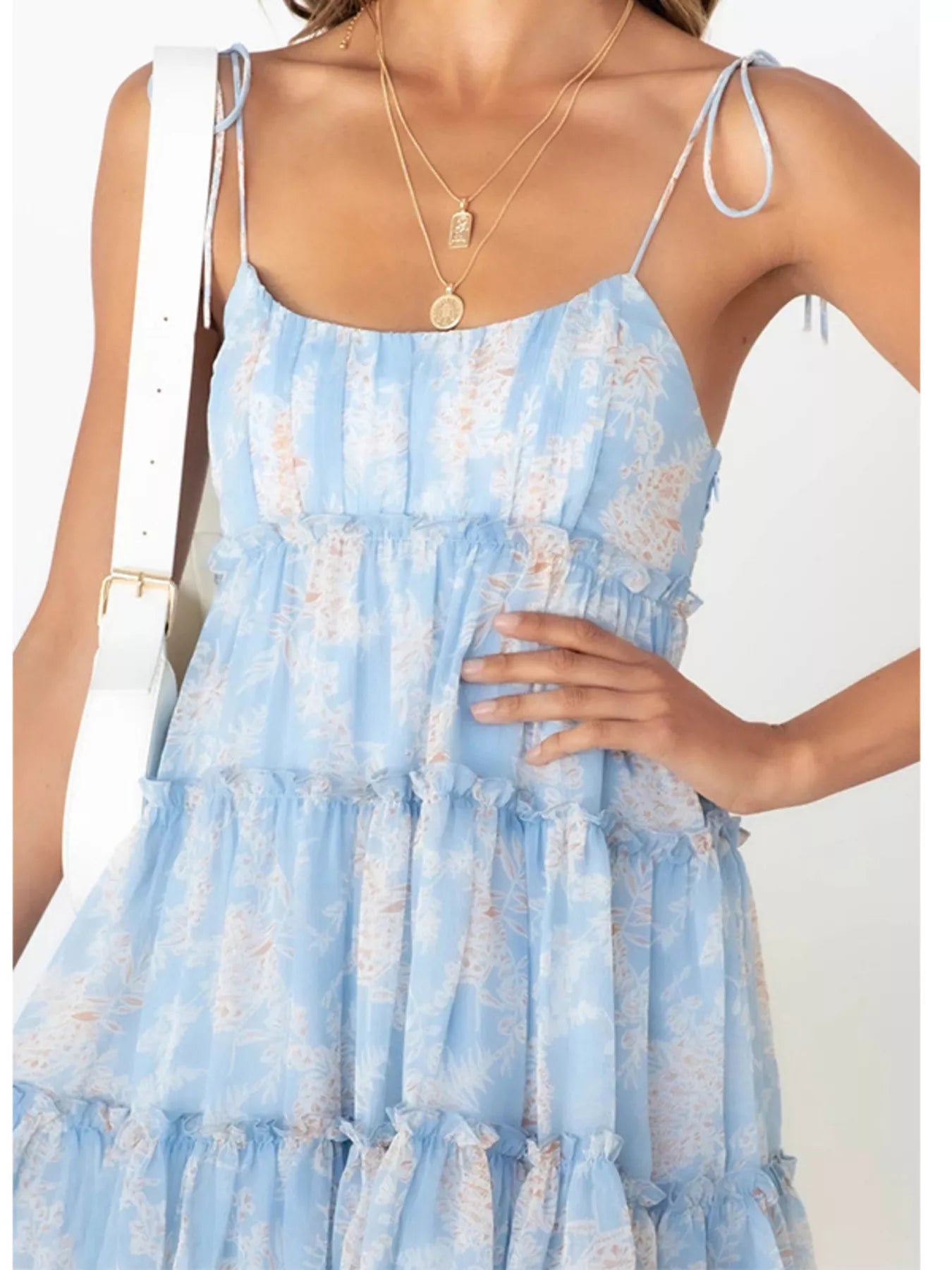 Hazel Blues® |  Floral Print Ruffle Tiered Mini Dress