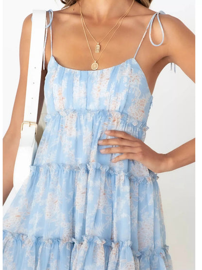 Hazel Blues® |  Floral Print Ruffle Tiered Mini Dress