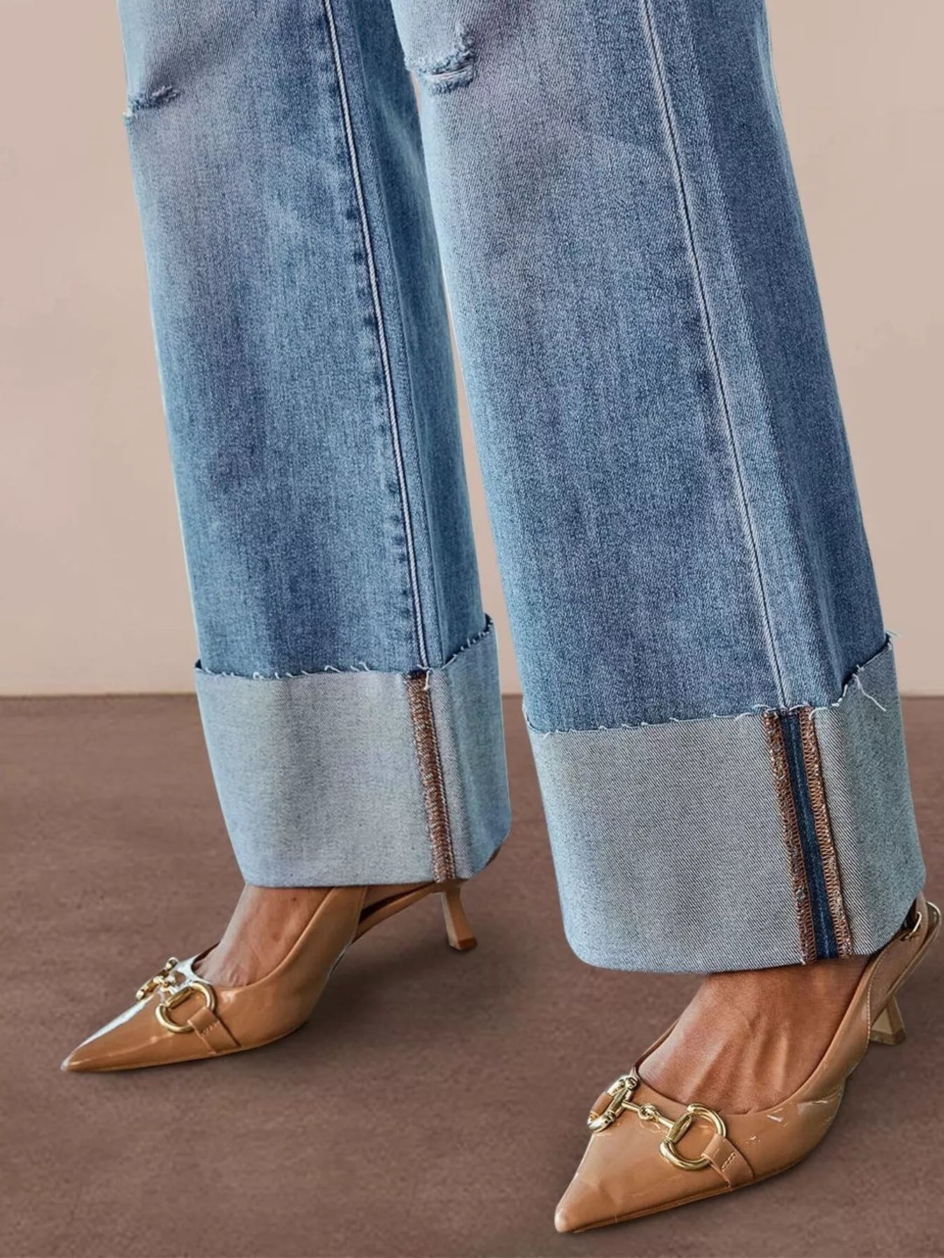Hazel Blues® |  Distressed High-Waisted Flare Jeans