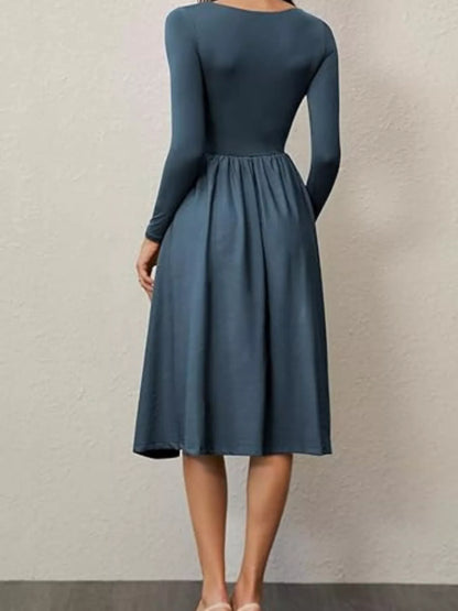 Hazel Blues® |  Square Neck Long Sleeve Midi Dress
