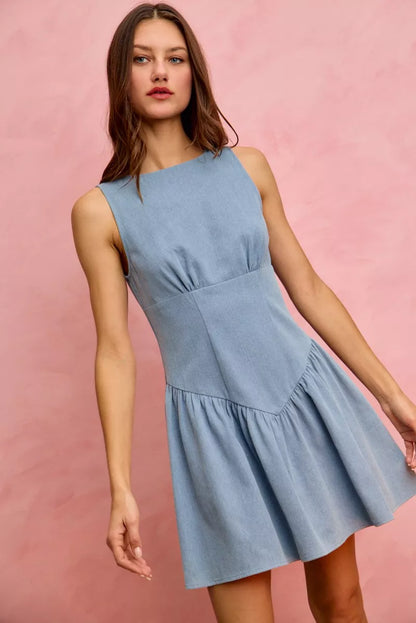 Hazel Blues® |  SO ME Fit And Flare Sleeveless Denim Mini Dress
