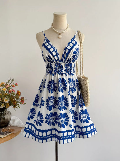 Hazel Blues® |  Floral Print V-Neck Mini Dress