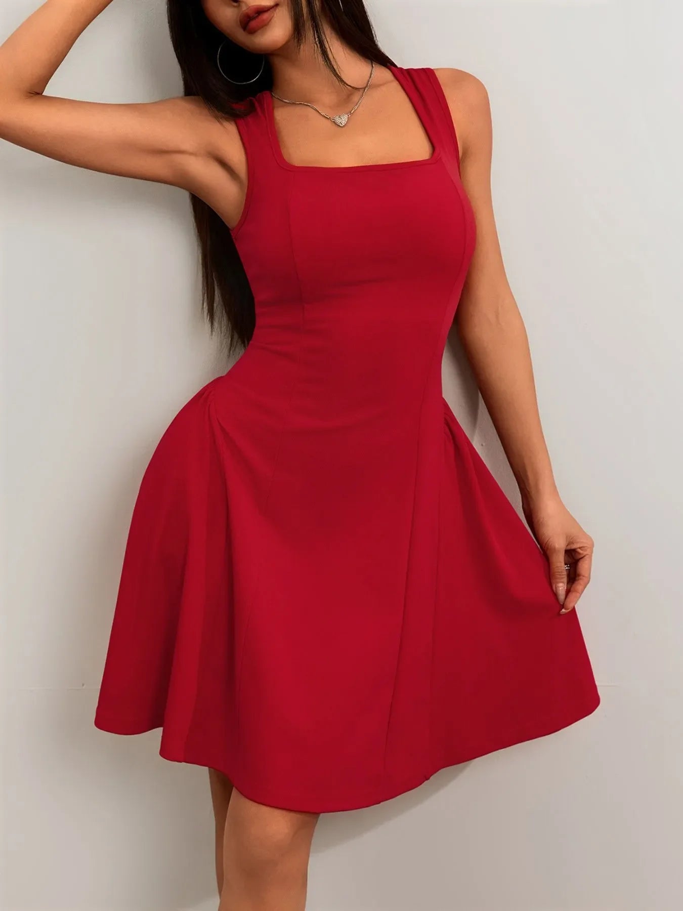 Hazel Blues® |  Square Neck Sleeveless Mini Dress