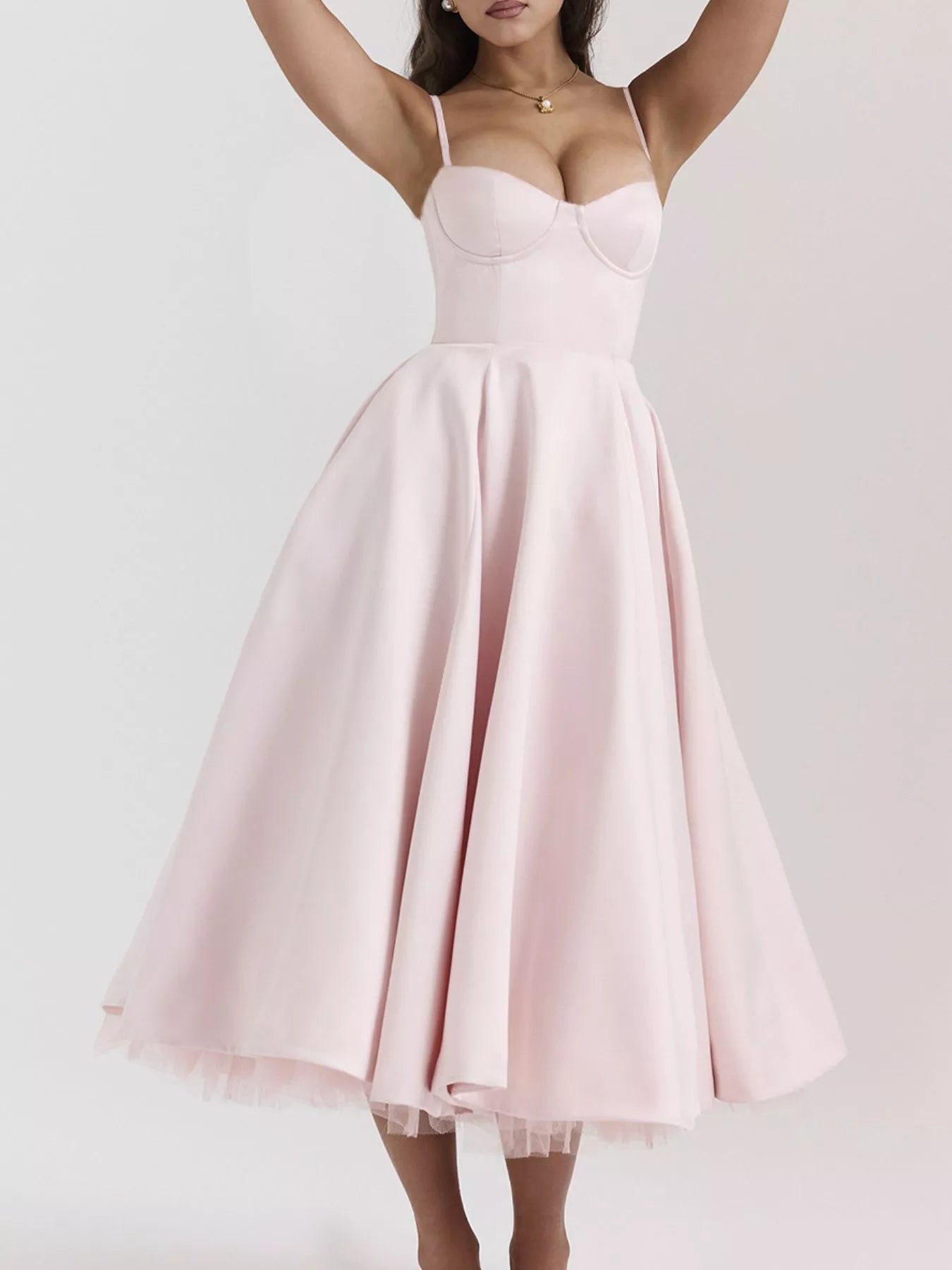 Hazel Blues® |  Sweetheart Neck A-Line Midi Dress