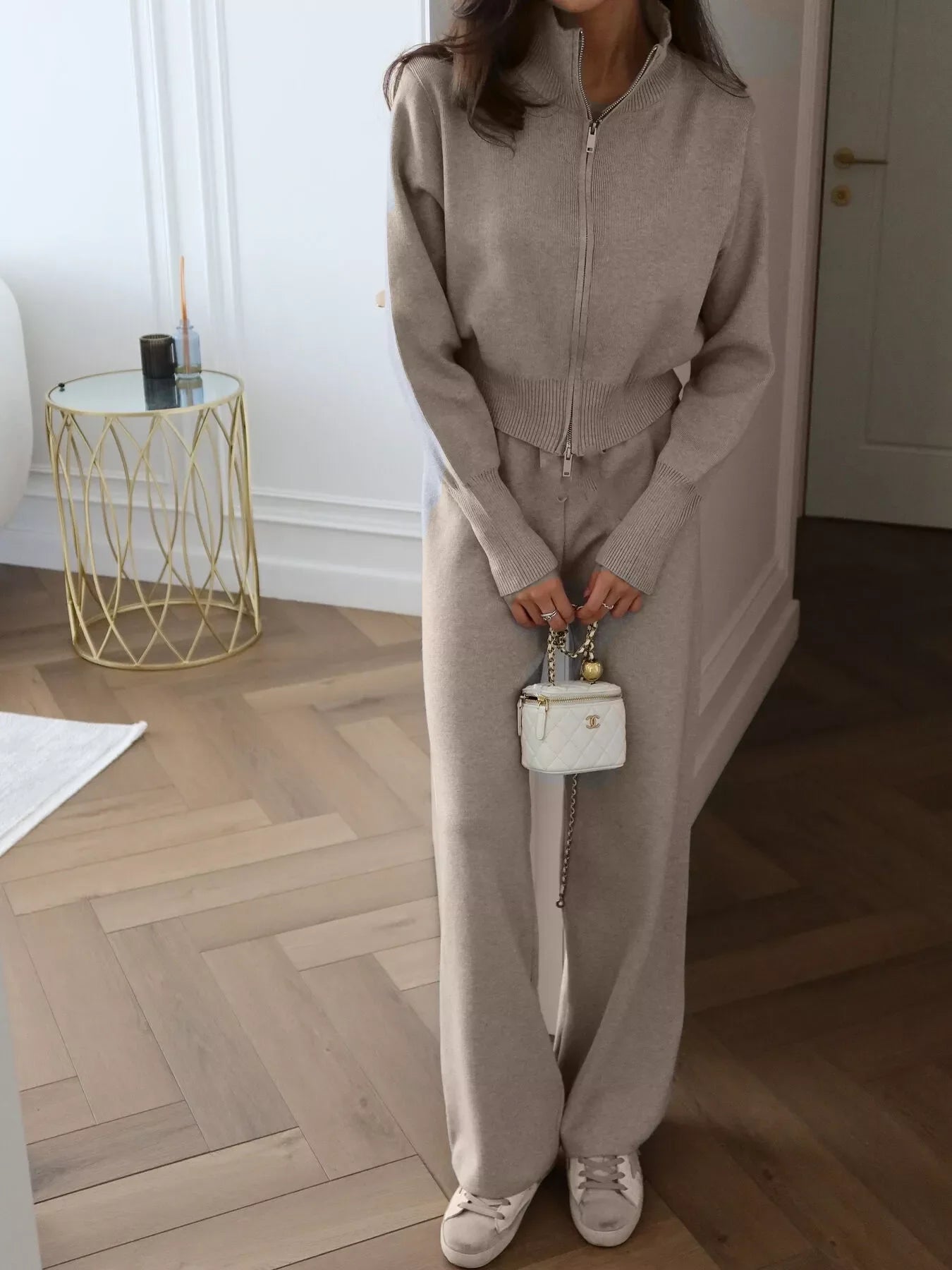 Hazel Blues® |  Zip Up Outerwear and Wide Leg Pants Set