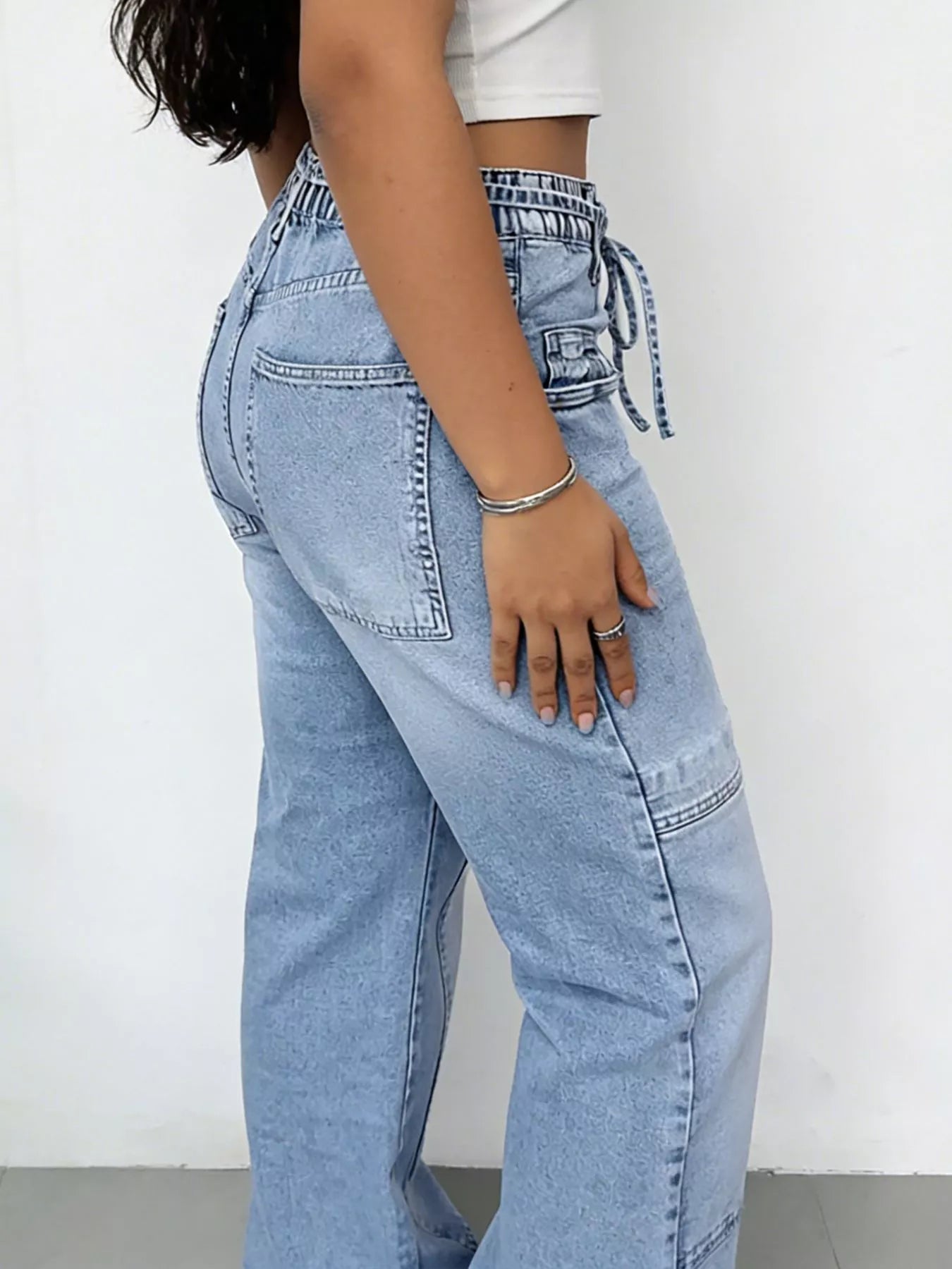 Hazel Blues® |  Wash Wide Leg Cargo Jeans