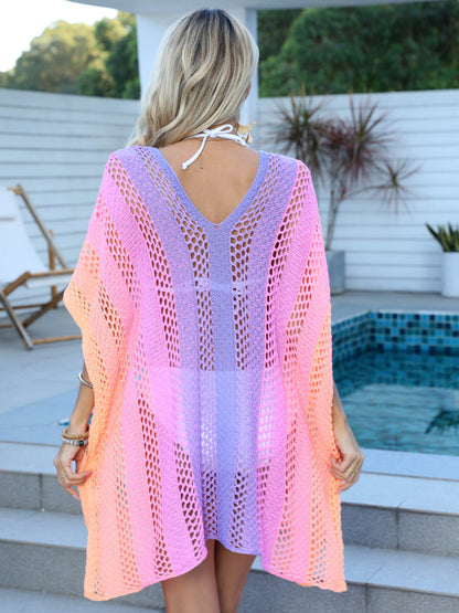 Hazel Blues® | Openwork Contrast V-Neck Cover-Up
