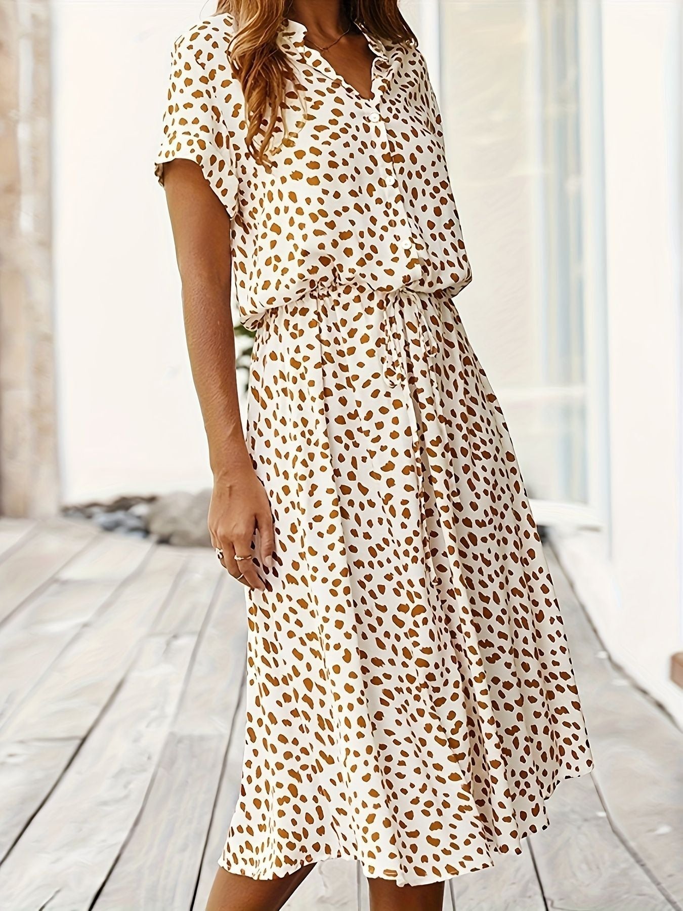 Hazel Blues® |  Printed Short Sleeve Midi Dress
