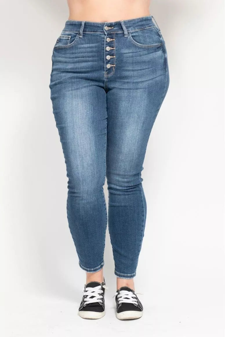Hazel Blues® | Judy Blue High Rise Button Fly Skinny Jeans