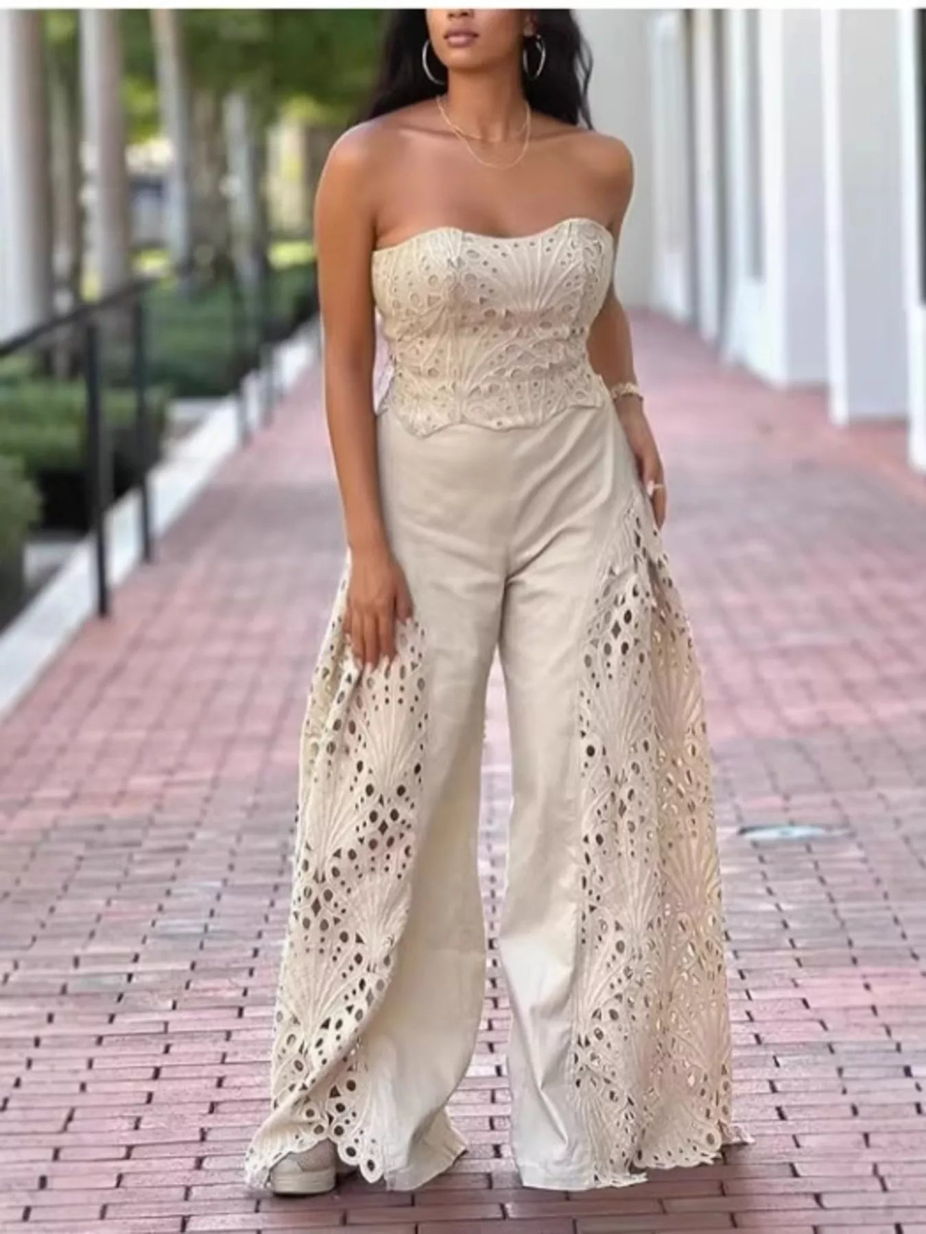 Hazel Blues® |  Hollow-Out Tube Top and Pants Two-Piece Set