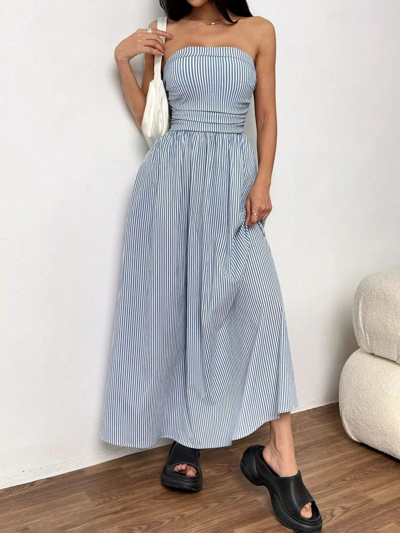 Hazel Blues® |  Striped Strapless Casual Maxi Dress