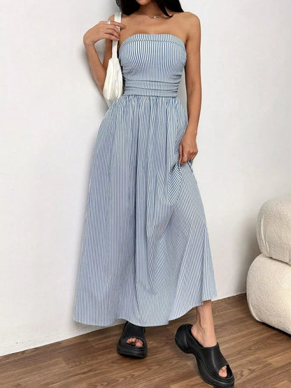 Hazel Blues® |  Striped Strapless Casual Maxi Dress