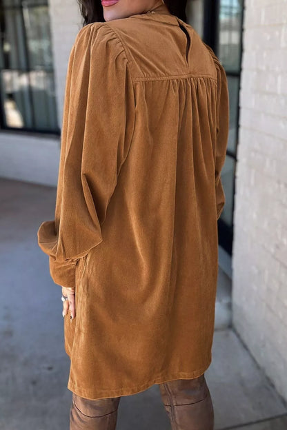 Hazel Blues® |  Corduroy Puff Sleeve Mini Dress