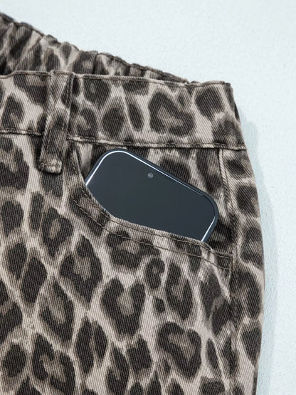 Hazel Blues® |  Leopard Straight Loose Leg Jeans