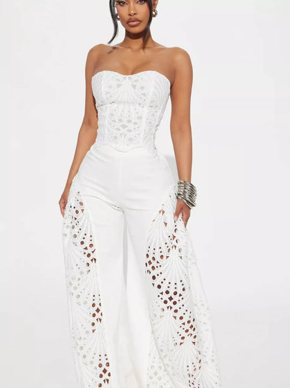 Hazel Blues® |  Cutout Tube Top and Wide Leg Pants Set