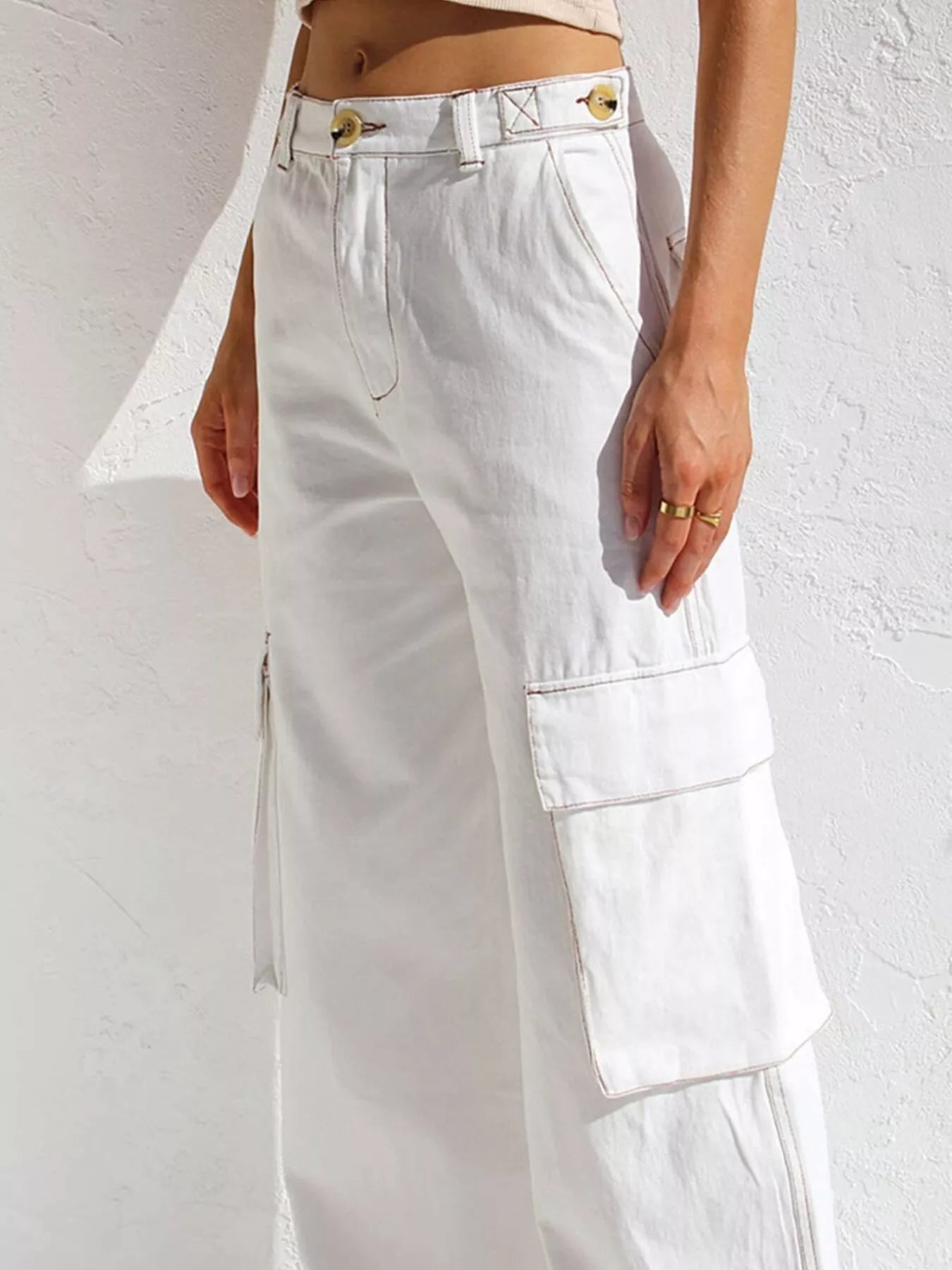 Hazel Blues® |  High-Waisted Wide Leg Cargo Jeans