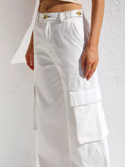 Hazel Blues® |  High-Waisted Wide Leg Cargo Jeans