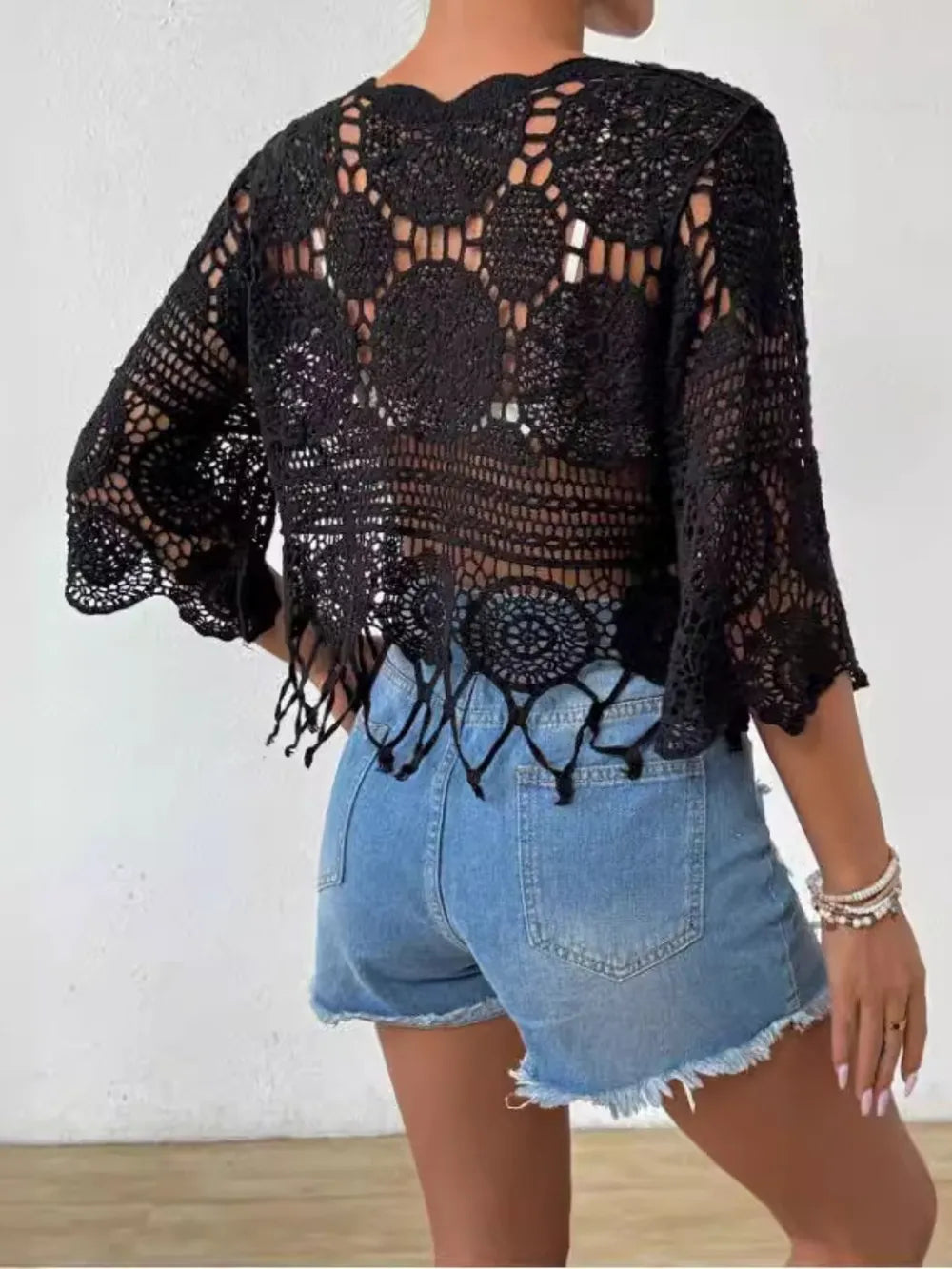 Hazel Blues® | Openwork Round Neck Cover-Up