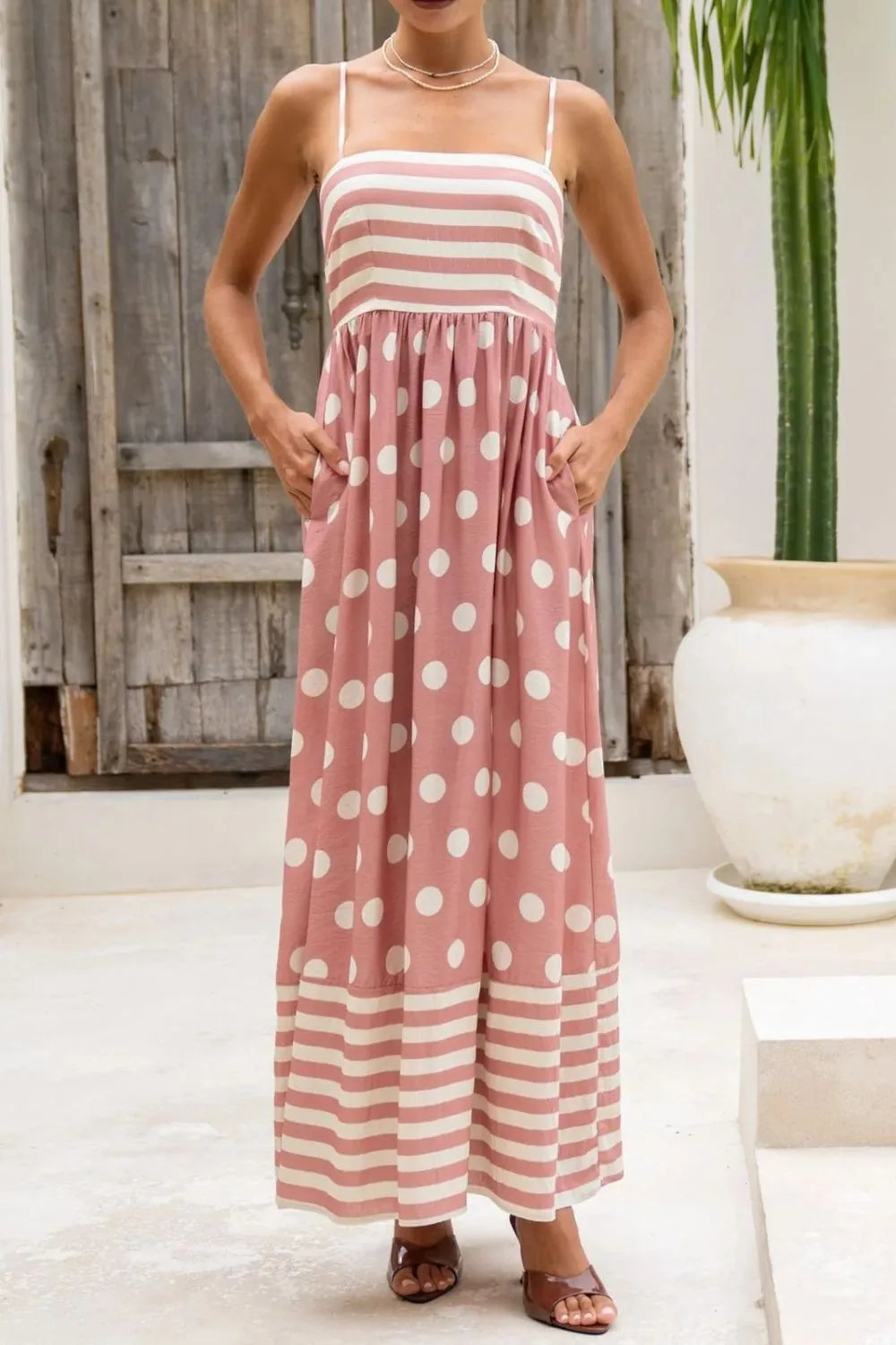 Hazel Blues® |  Polka Dot Square Neck Cami Dress