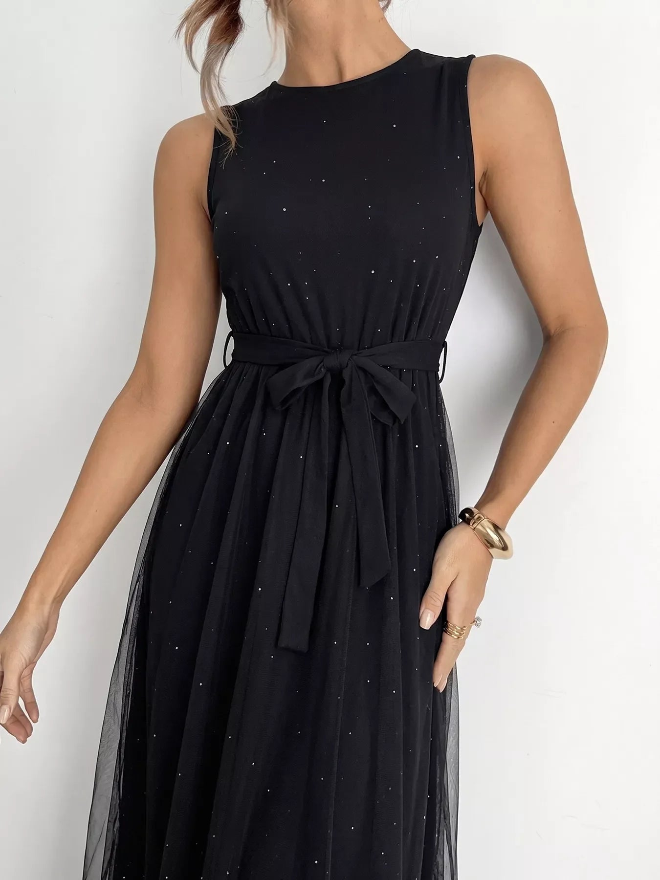Hazel Blues® |  Glitter Sleeveless Tulle Midi Dress