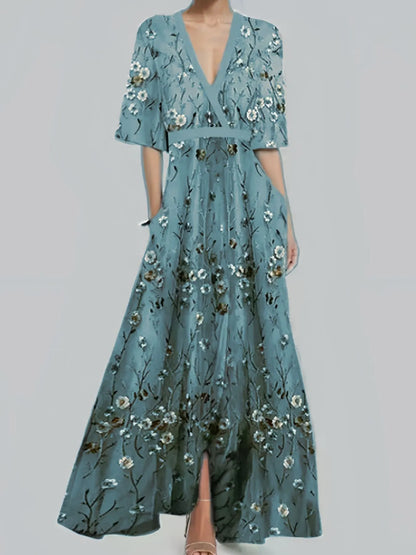 Hazel Blues® |  Floral Print Half Sleeve Maxi Dress