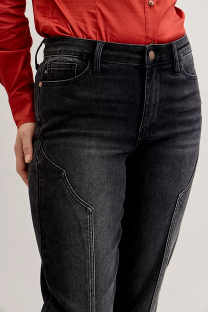 Hazel Blues® |  Judy Blue Mid Rise Straight Western Seam Detail Jeans