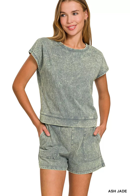 Hazel Blues® |  Zenana Premium Cotton Washed Sleeveless Top & Shorts Set