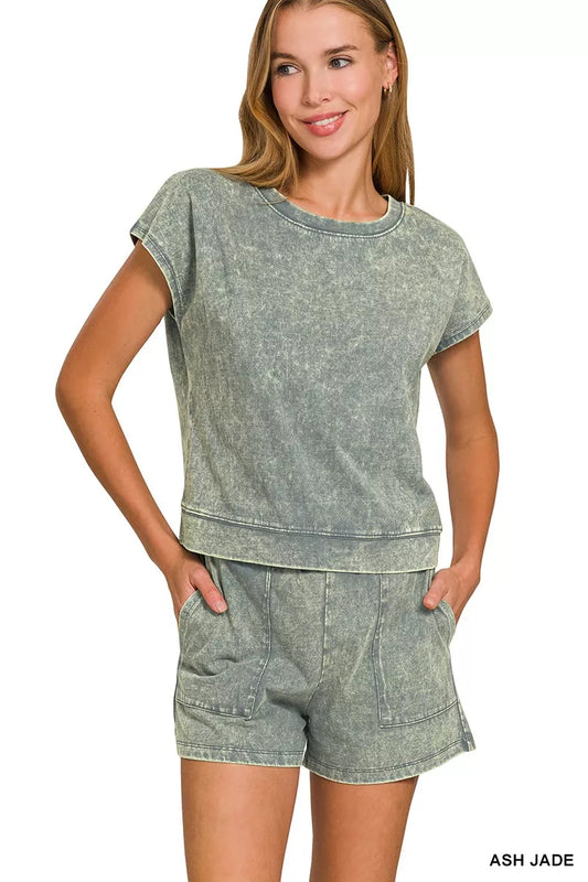 Hazel Blues® |  Zenana Premium Cotton Washed Sleeveless Top & Shorts Set