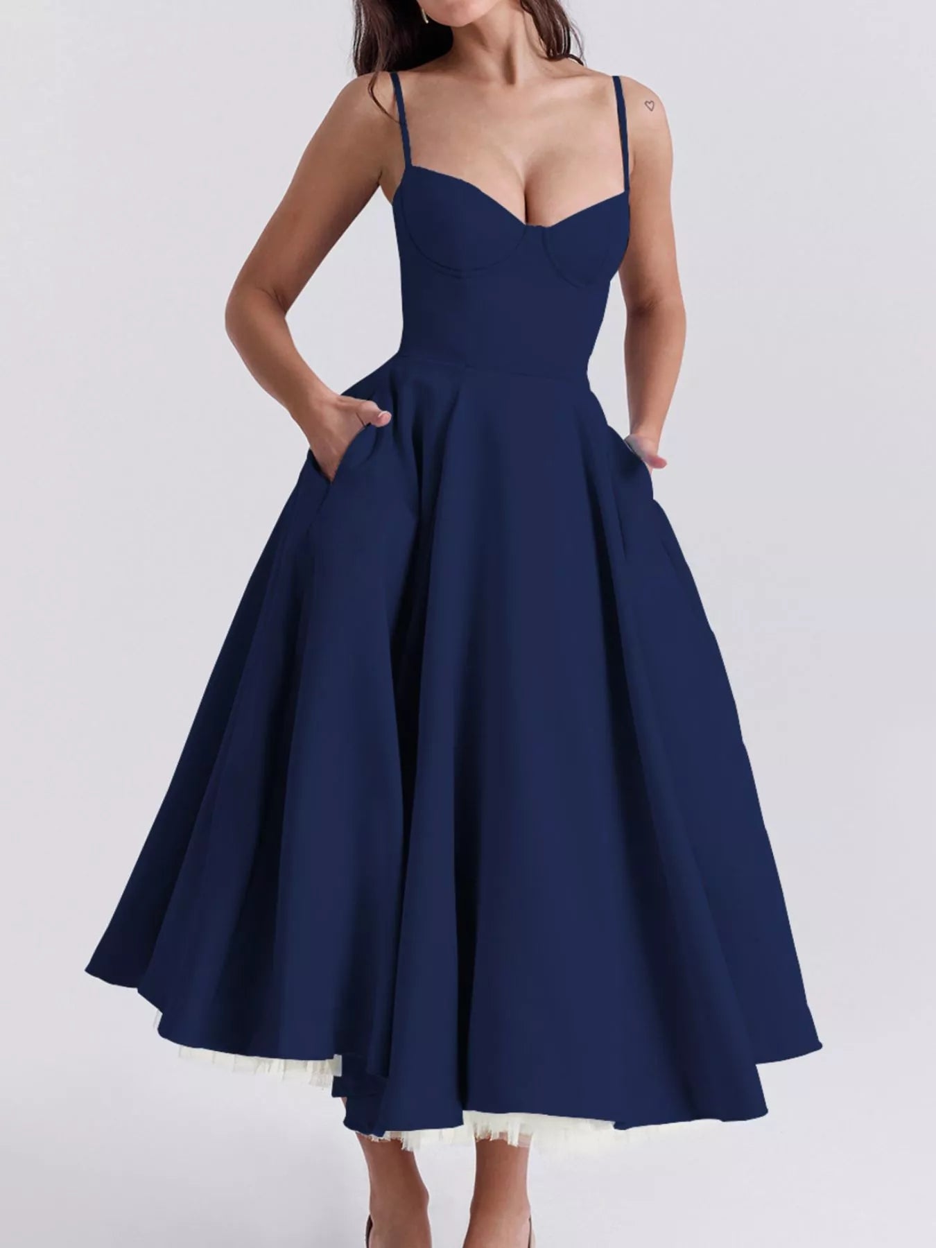 Hazel Blues® |  Sweetheart Neck A-Line Midi Dress