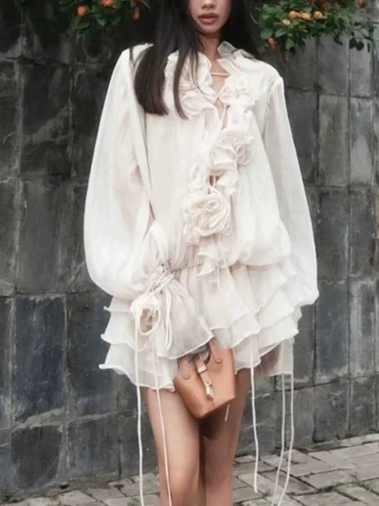 Hazel Blues® |  Ruffled Flounce Sleeve Mini Dress