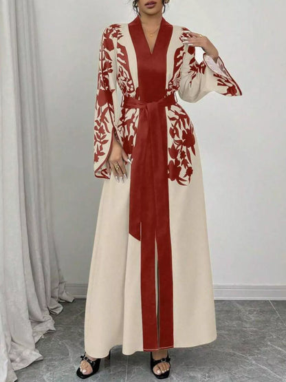 Hazel Blues® |  Printed Tie Waist Maxi Dress