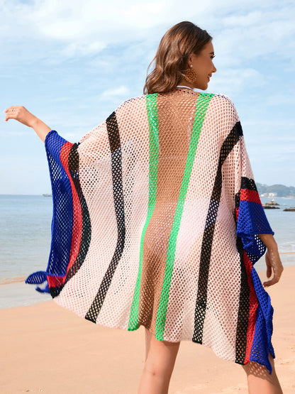 Hazel Blues® | Openwork Color Block Plunge Cover-Up
